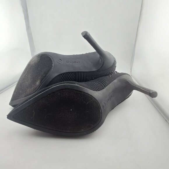 bebe Joselyn Knit Bootie Heels – Black Rhinestone Stiletto,Womens' size 7 - Picture 9 of 11